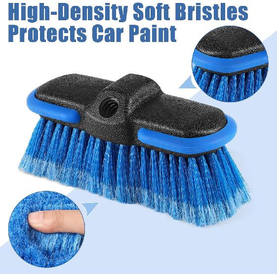 Car Wash Brush Head With Soft Bristle, Car Cleaning Brush With Protective Bumper For Cleaning Auto Cars Trucks RV Boat Deck