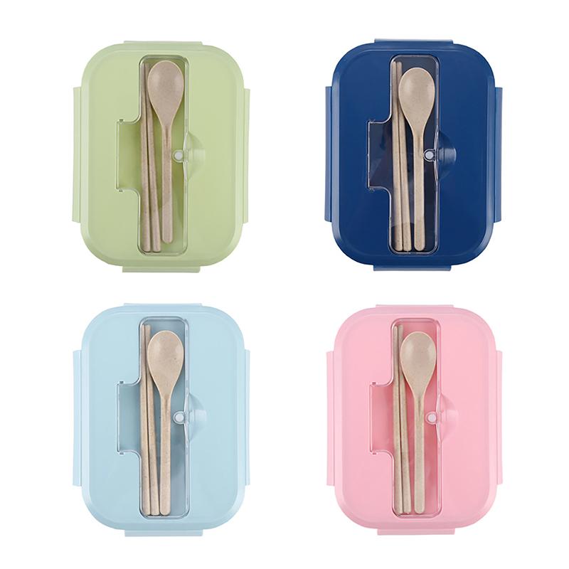 Spill-Proof Office Airtight Lunch Box Bento Box 3/2/1-Compartment Heat-Resistant Glass Lunch Box With Cutlery Microwaveable