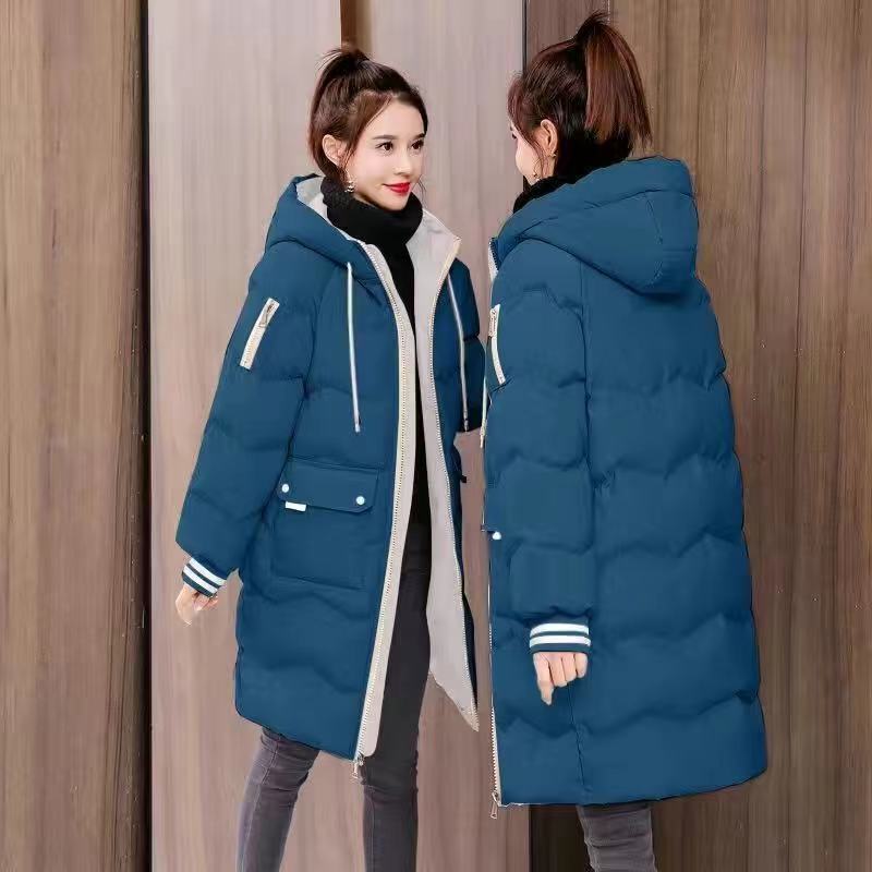 Baumwolle gepolsterte Frauen mittlere lange koreanische lose verdickte Winterjacke neues Brot