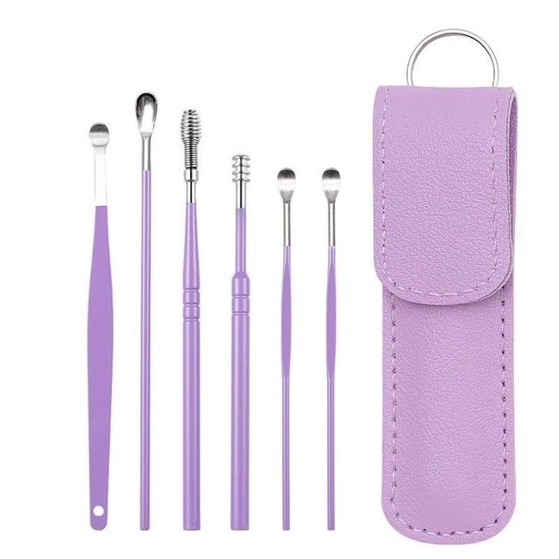 

6pcs/set Ear Scoop Cleaning Tool Stainless Steel Spiral Ear Scoop Remove Earwax Multifunctional Ear Care SuppliesMakeup cosmetic makeup make upMakeup фиолетовый