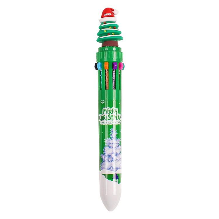 Ten-Color Cartoon Ballpoint Pen - Cute Christmas Gift for Kids and Students