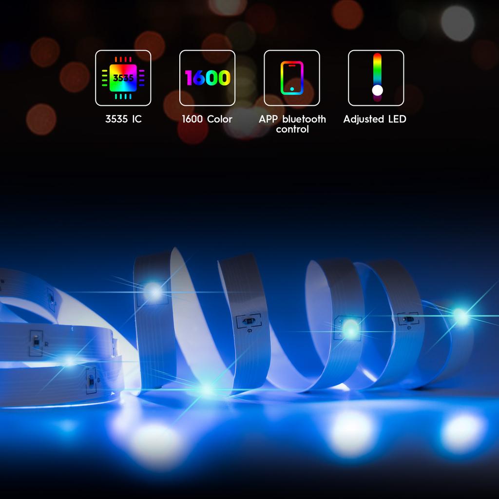 40M 5V USB RGB Led Strip TV Backlight, Music Sync APP Color Changing, Cuttcable LED Lights for Room Home Party Bedroom Decor
