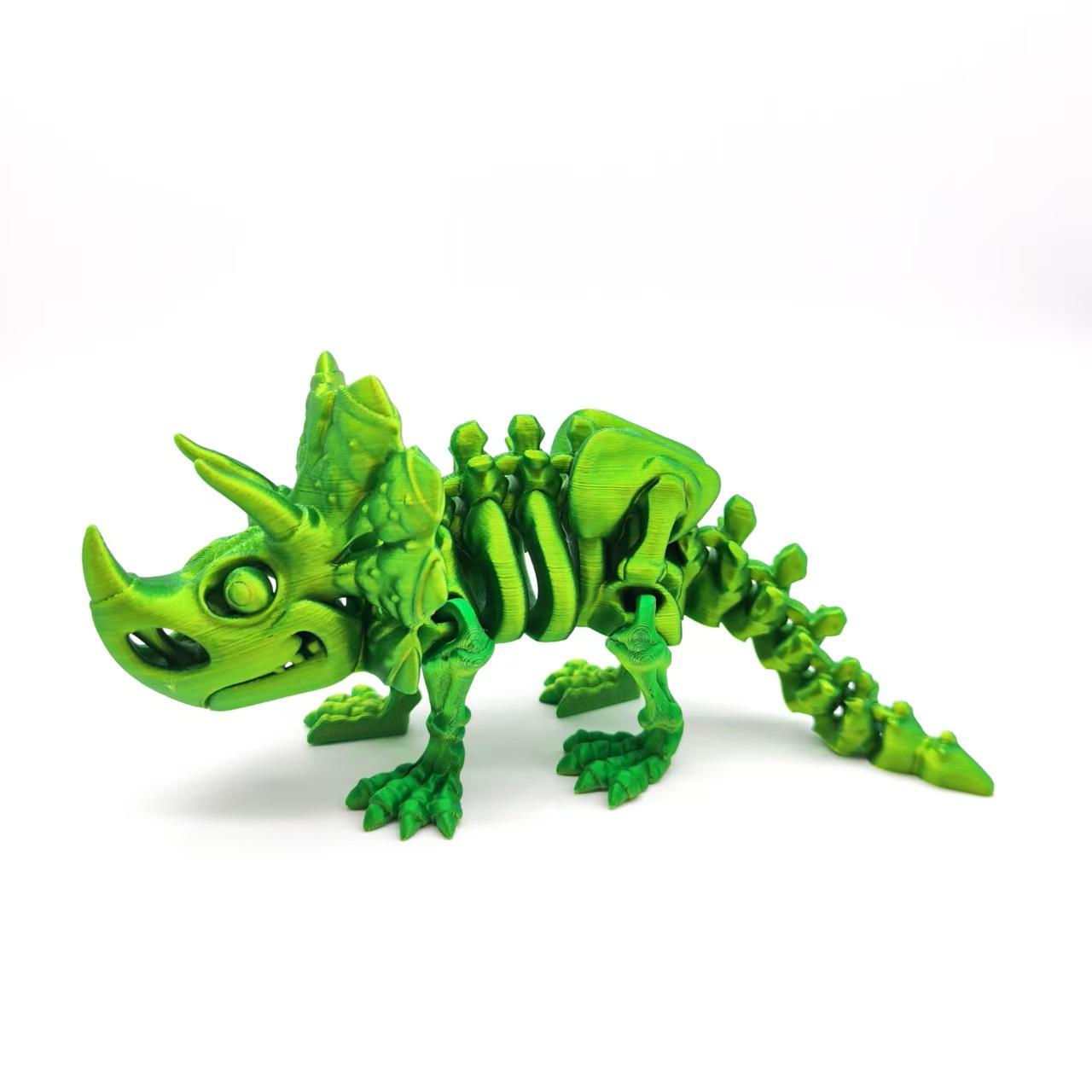 3D Printed Movable Triceratops Skeleton Figure for Home Decor and Gifts Small (16cm)