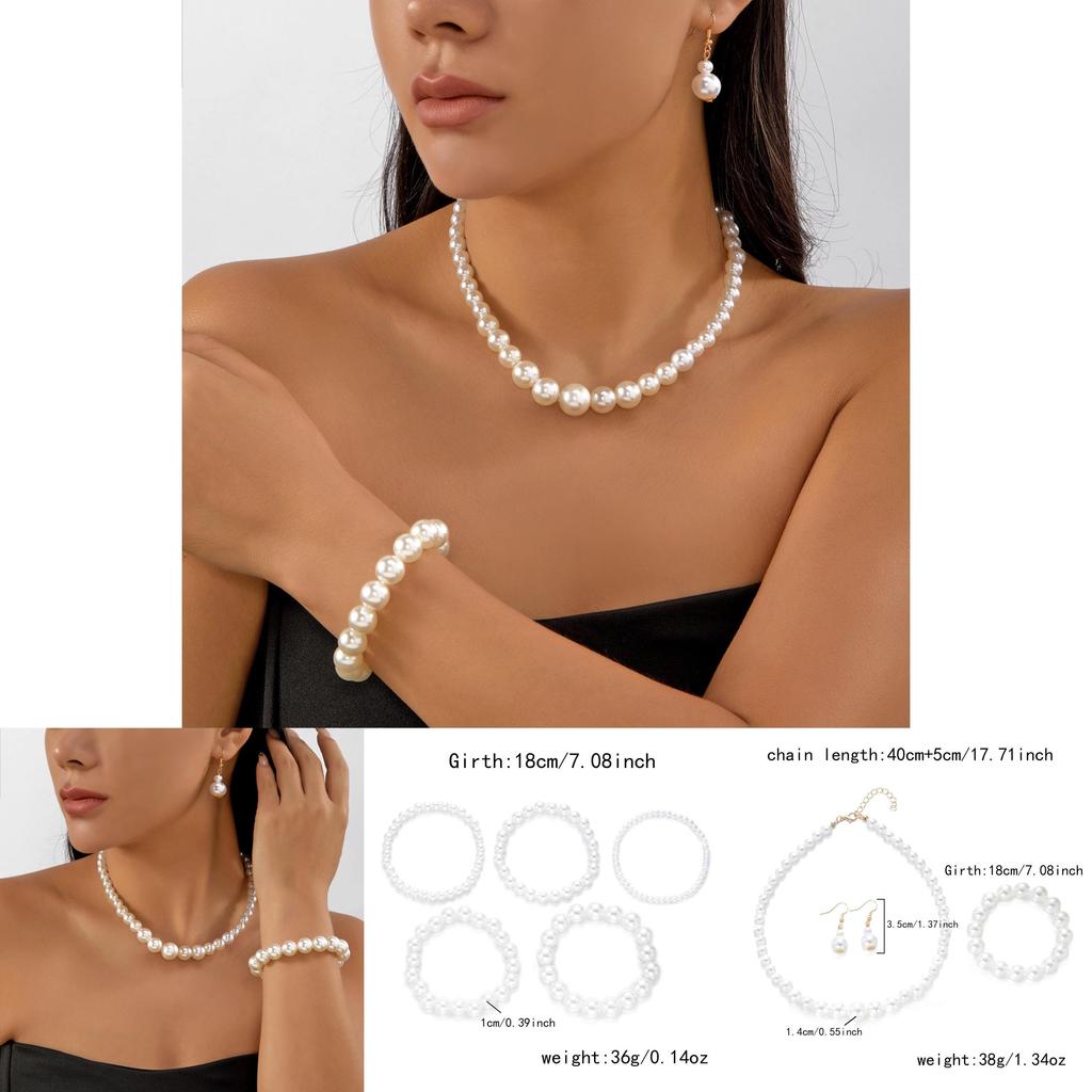 Retro Inspired Pearl Accessories Set With Handcrafted Multilayer Necklace And Ear Jewelry
