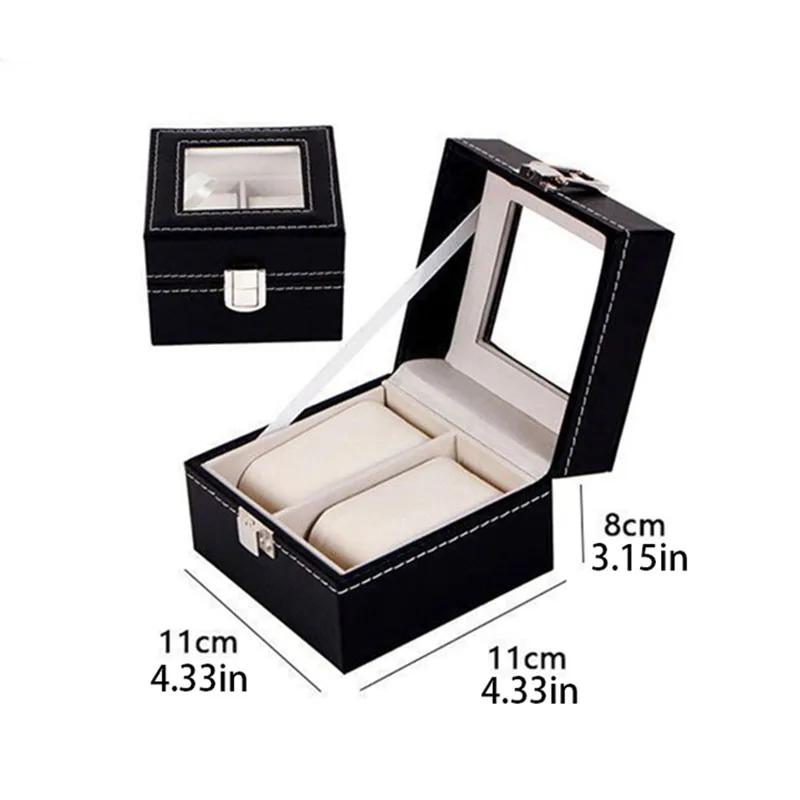 PU Leather Watch Box - Transparent Lid Display Case with Soft Interior, Multi-Drawer Storage Organizer for Jewelry Collection