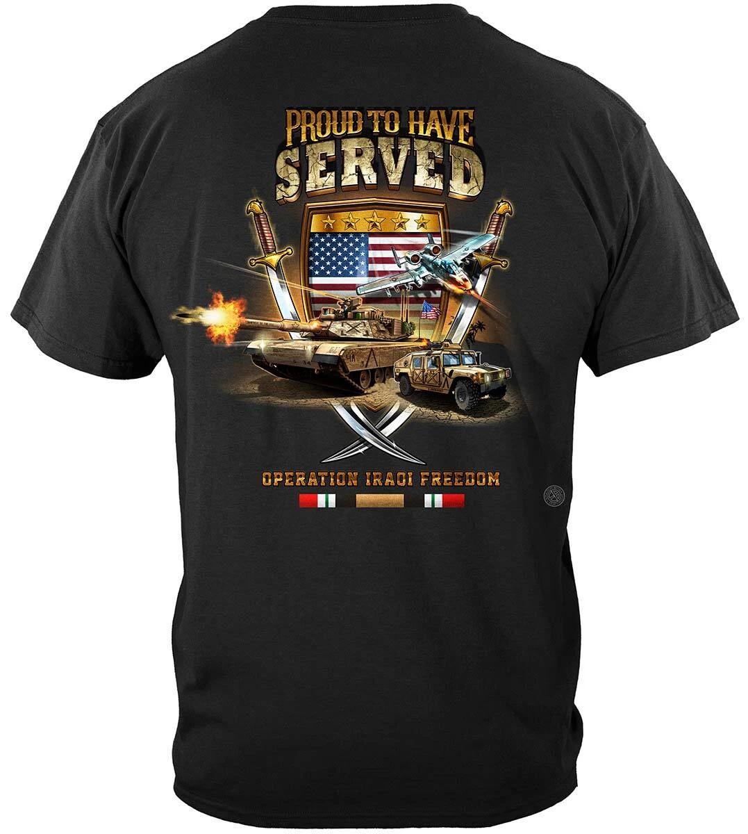 Iraqi Freedom Veteran Proud To Have Served Military 100% Cotton Black T-Shirt 3XL