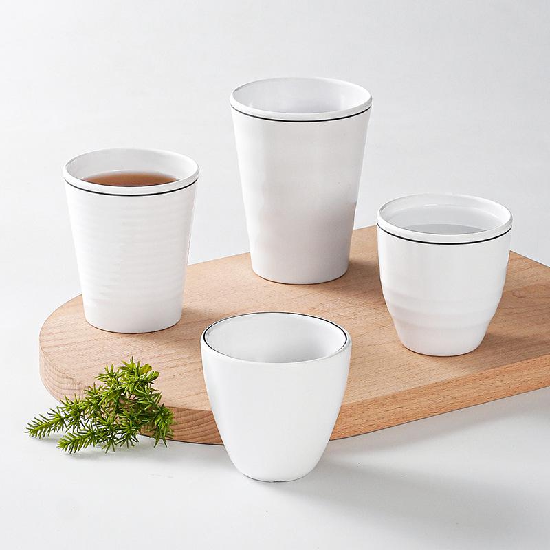 Drop-Proof Melamine Resin Cup - White Porcelain-Style Plastic Tea Cup for Restaurants & Hotels