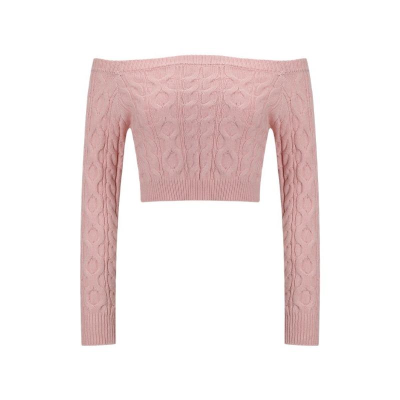 INDFS Women's Fashion Casual Fall Winter Solid Color Print Long Sleeve One Shoulder Sweaters
