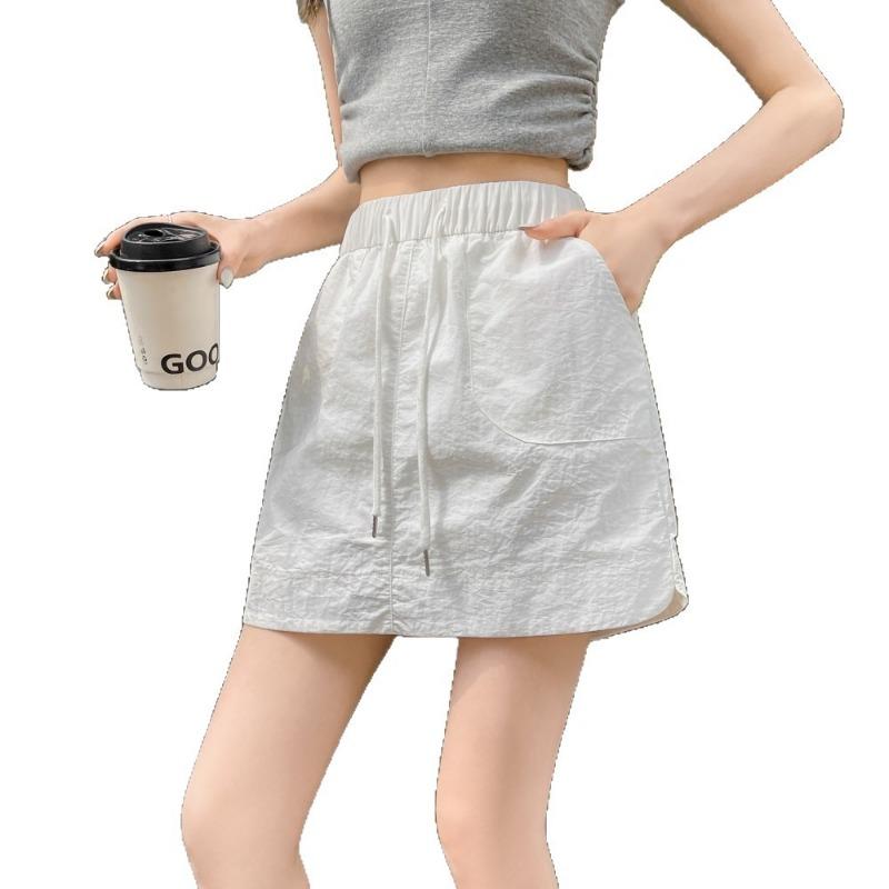Casual Tooling Skirt Women's Summer Spice Girls Short Skirt High Waist Elastic Drawstring Skinny Meat Cover Skirt Hip Wrap Skirt