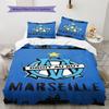 Ensemble couette et taies d'oreiller logo OM Décoration de maison Cadeau d'anniversaire (1 housse de couette + 2 taies d'oreiller, sans garniture.)