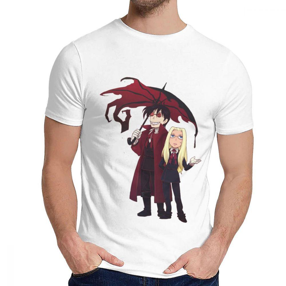 Streetwear Hellsing And Alucard Cartoon Style Tee Shirt For Men Crazy Great T Shirt O Neck