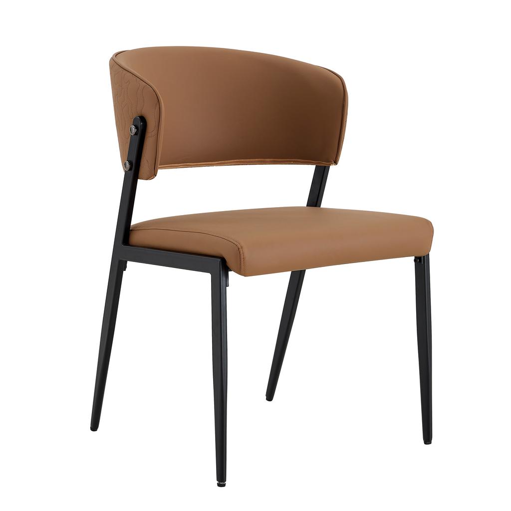 Dining Chair Set of 2 Modern Upholstered with Metal Frame, Ergonomic Backrest, Faux Leather Chair for Dining Room Living Room Kitchen - Chair Only