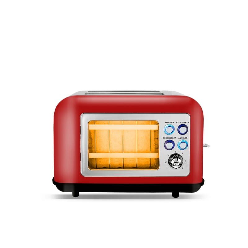 Retro toaster with window toasteo glass RED