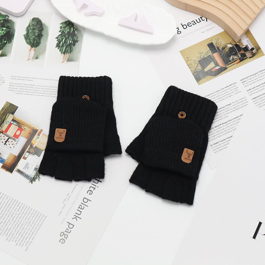 Zimní bezprsté rukavice s odklápěcím vrškem v korejském stylu - Unisex, kreslený design, kompatibilní s dotykovou obrazovkou, ideální pro psaní a ťukání