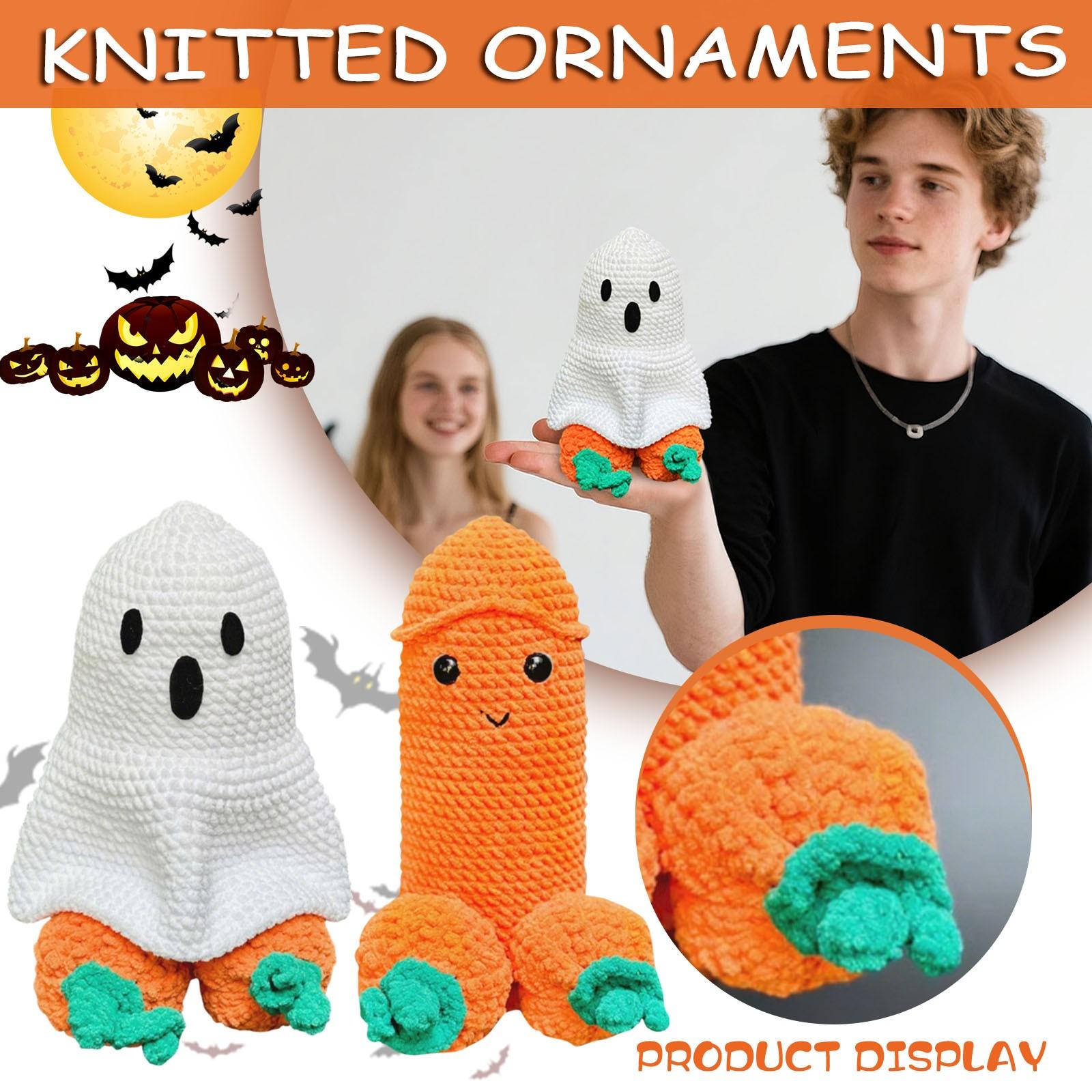 

Креативный подарок - украшения в виде тыквы-привидения на Хэллоуин, связанные крючком вручную One Size