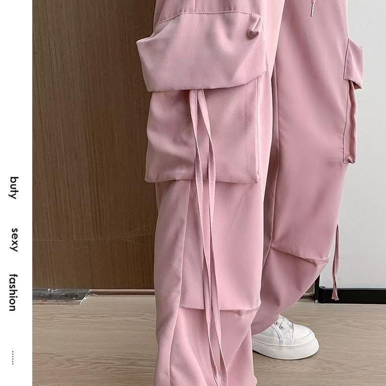 Tall Women s Pink High-Waist Slimming Retro Wide-Leg Summer Overalls 2XL (135-150 lbs)