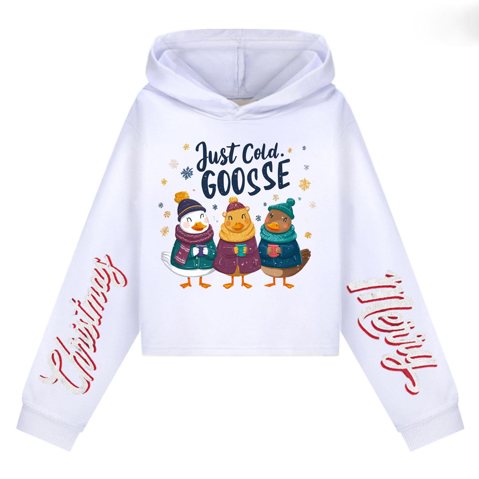 

Детская повседневная модная толстовка с капюшоном и длинными рукавами с рождественским принтом (Без шнурка) 170 белый