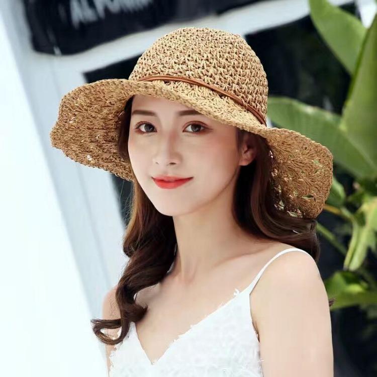 

Женская шляпа плетение шляпа из жемчужной травы летняя тонкая солнцезащитная солнцезащитная пляжная шляпа рыбака