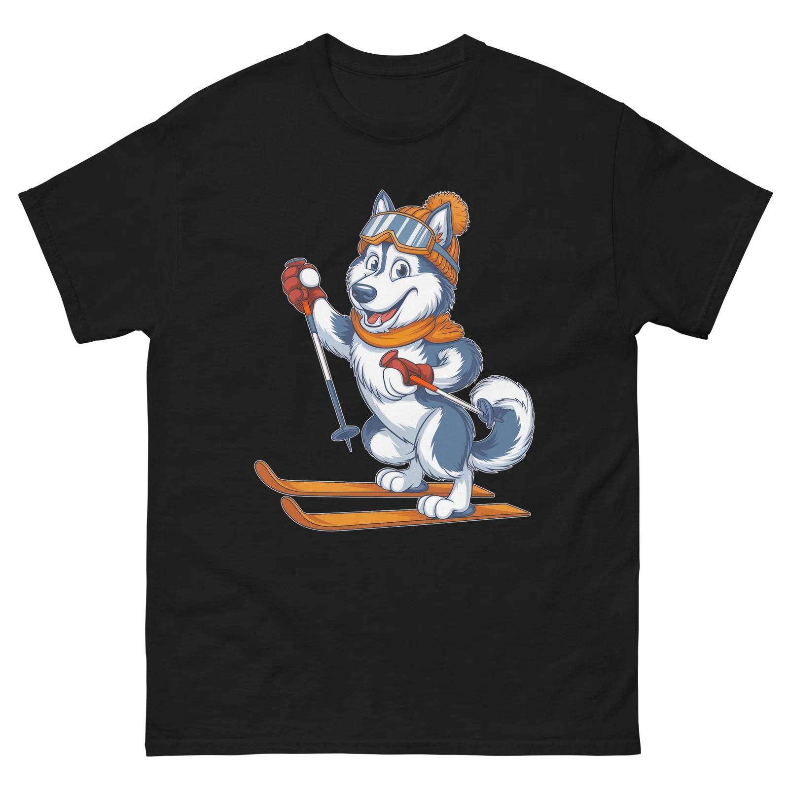 Skiing Husky Dog Unisex classic tee L