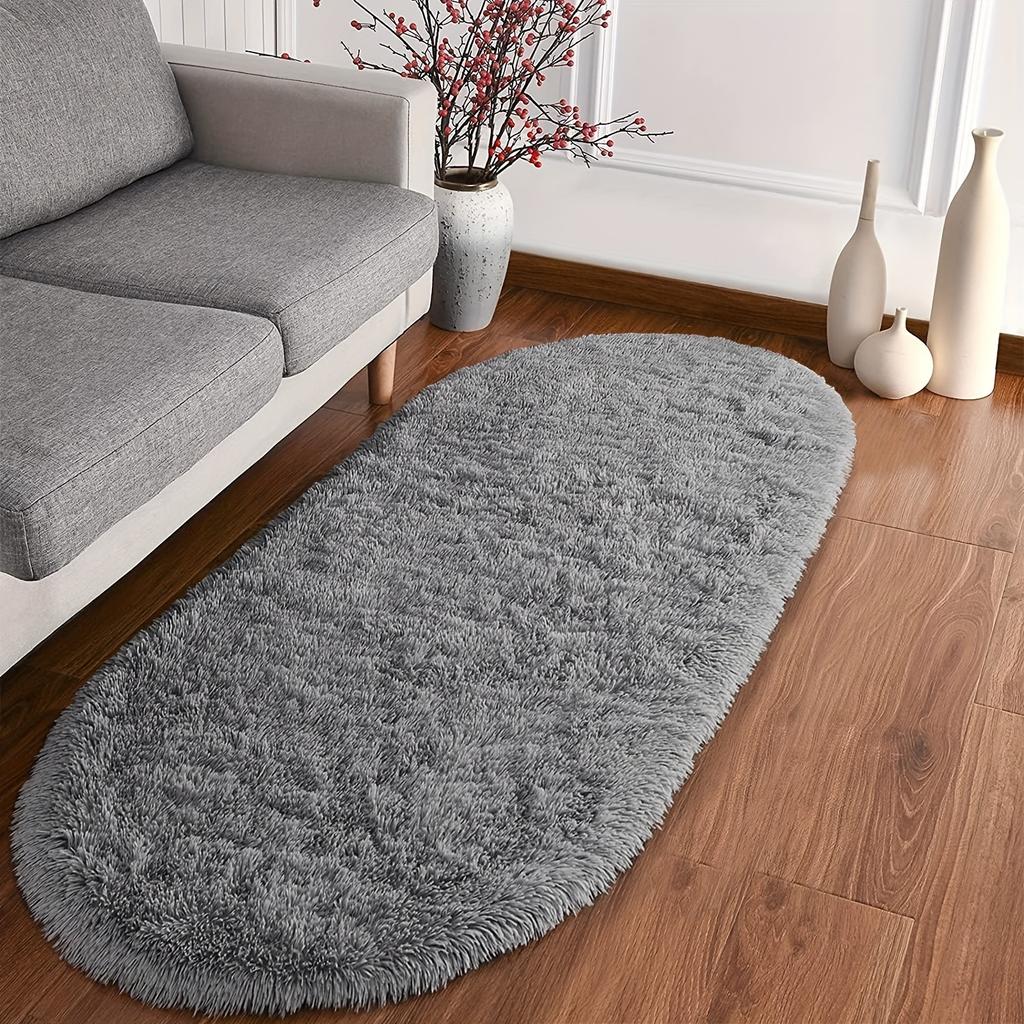 Tie-Dye Oval Long Plush Carpet Living Room Sofa Coffee Table Mat Soft Children's Bedroom Bedside Rug Home Decor