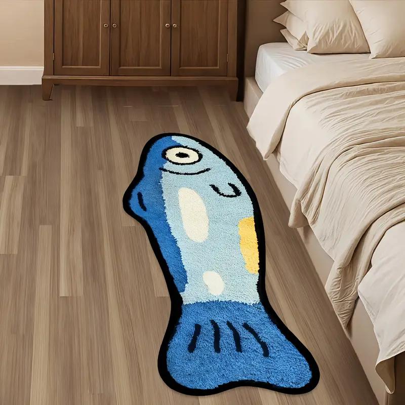 Blue Cartoon Salted Fish Carpet Soft And Washable Home Decor, Suitable For Rooms, Bedrooms, Entrances, And Kitchens