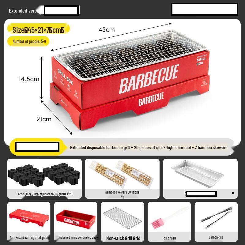 Zhishi Extended Carbon Steel Charcoal BBQ Grill Set