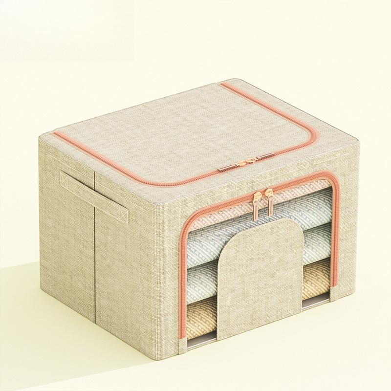 24/66L Large capacity clothes basket Steel frame foldable clothes storage box Cotton quilt hat scarf Wardrobe organizer