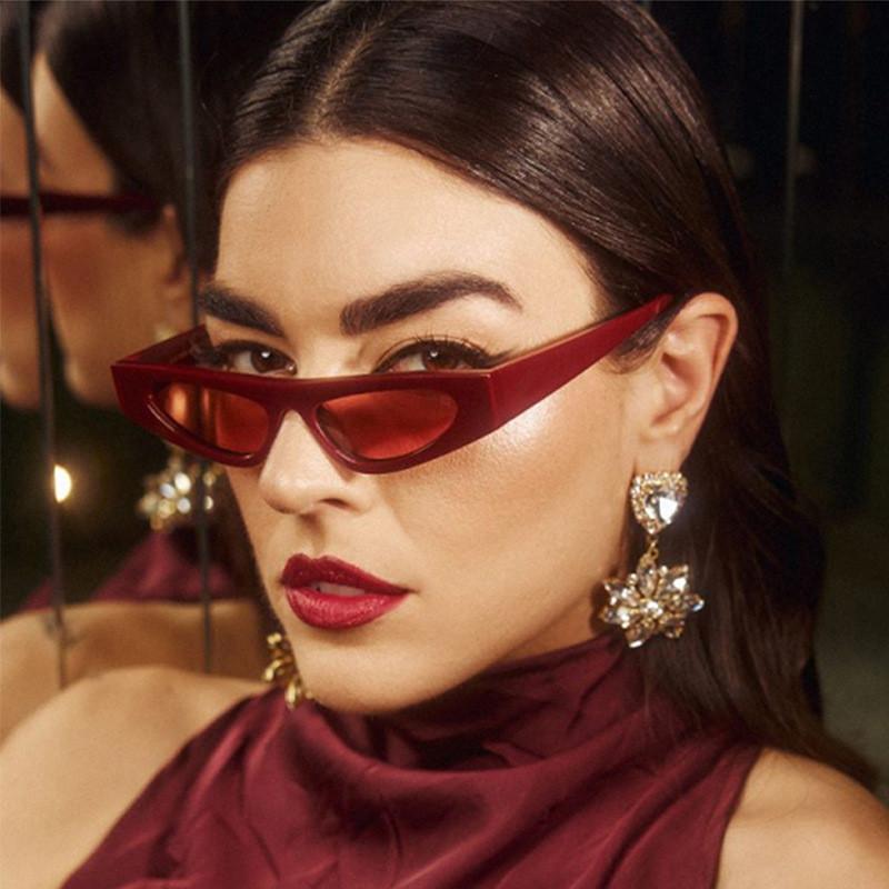 Triangle Sunglasses For Women Men Uv400 Red Lens Cat Eye Fashion Outdoor Sport
