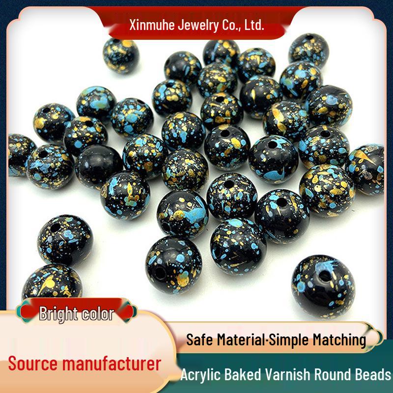 

Retro Ethnic Glossy Acrylic Round Beads for DIY Jewelry Accessories 14mm