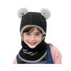 Children Hat Plush Balls Decor Thickened Knitting Hat 3-in-1 Design Hat Scarf Face Guard Headgear Elastic Fit Windproof Hat