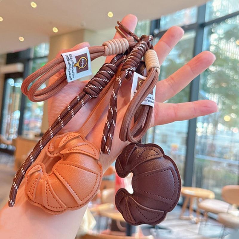 Yogodlns 1PC Braided Rope Bag Pendant Cute Pendant Cute Croissant Ins Bag Pendant Fashion Hanging Charm