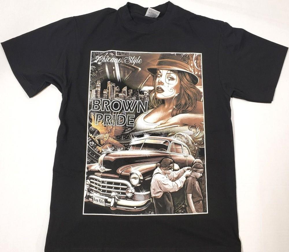 Футболка BROWN PRIDE Lowrider Латино Америка Мексика Ацтекская Уличная Одежда Мужская Футболка Новая Унисекс Футболка XL