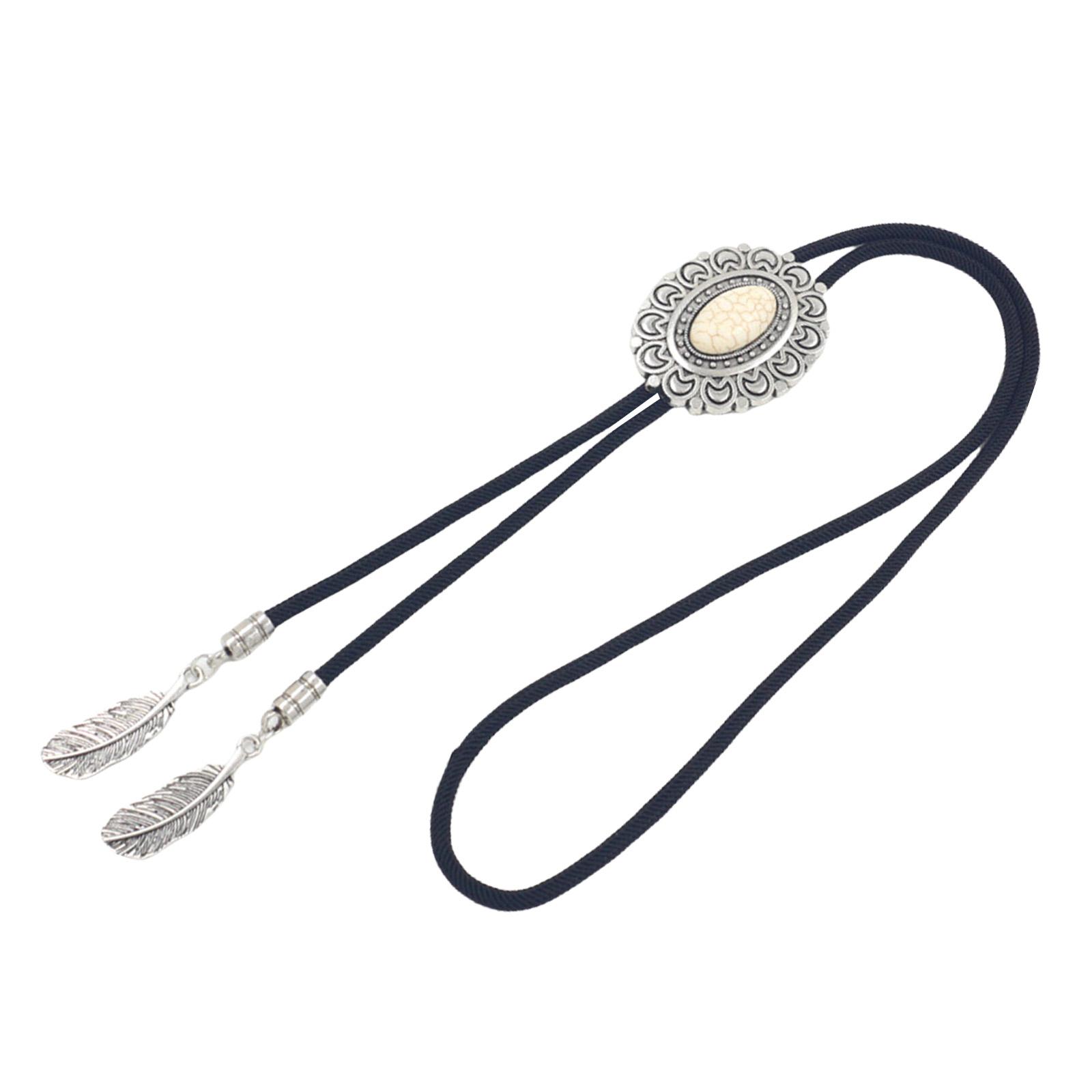 

Галстук-боло Ковбойский аксессуар для костюма для мужчин и женщин Западный галстук-ожерелье с металлическим цветком, подвеска из бирюзового камня B