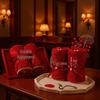 Golden Marriage Towel Gift Set - Red Festive Wedding Souvenir
