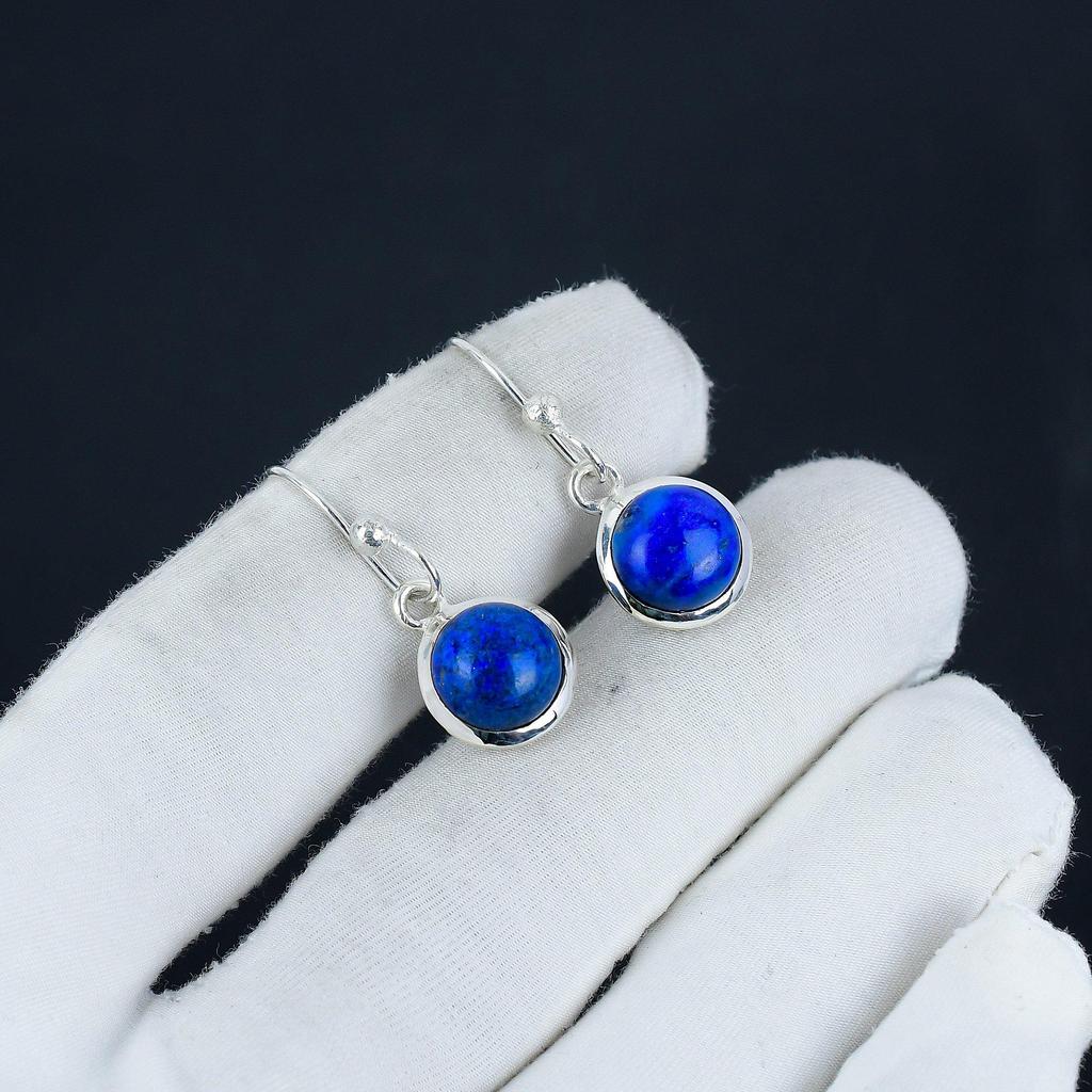 Natural Lapis Lazuli Gemstone Earrings, 925 Sterling Silver Earring, Handmade Boho Silver Jewelry Dangle Earrings, Mother's Day Gift