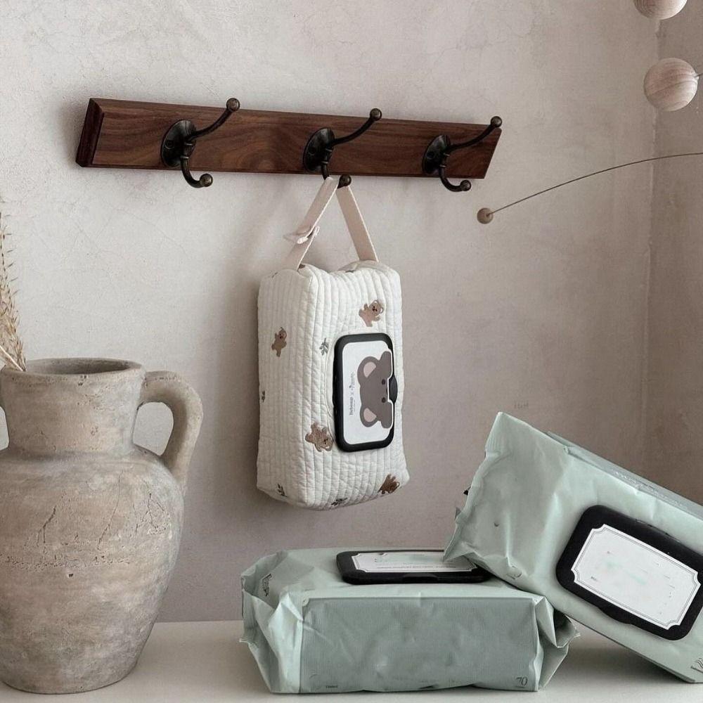Cotton Hanging Tissue Bag Large Capacity Handheld Wet Wipes Case Cartoon Pattern Korean Style Napkin Holder Baby Stroller