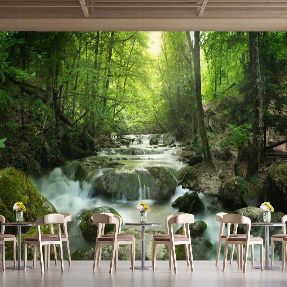 Natural Landscape Wallpaper Enchanting Forest Waterfall 3d Mural For Living Room Bedroom Forest Wall Mural
