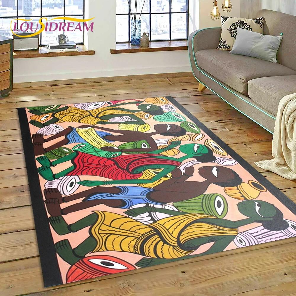 Cartoon Africa Ethiopian Custom Painting Art Carpet Rug for Bedroom Living Room Home Sofa Decoration,kids Large Decor Floor Mat