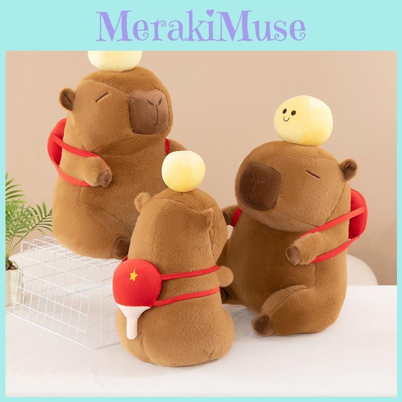 Tennis Capybara Table Backpack Plush Toy Cartoon Children Birthday Doll Gift