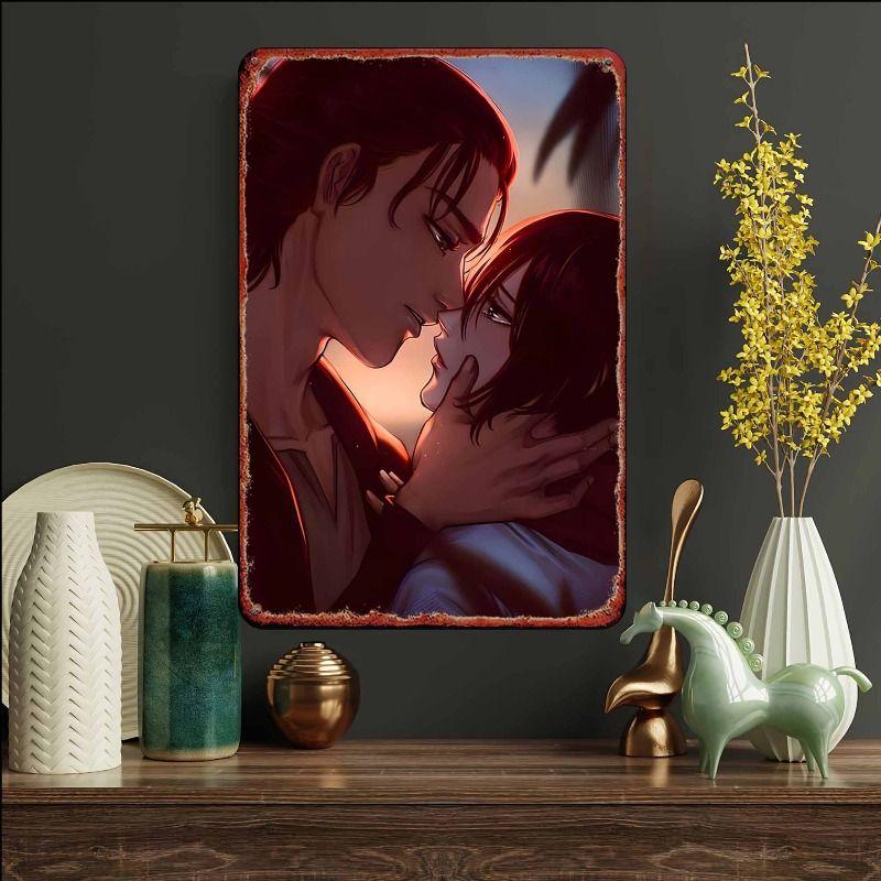 

Vintage Valentine s Day Metal Decorative Painting Gift for Couples Bedroom Living Room Cafe