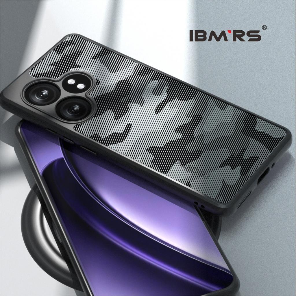 (Comes with Wrist strap)IBMRS for Realme GT Neo6 SE Phone Case,Translucent Matte Shockproof Protective Case Cover ,Camo Black