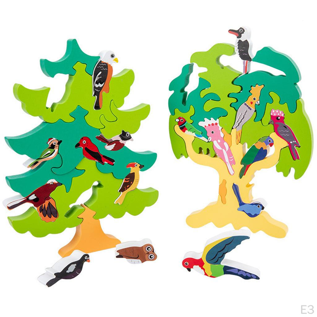 building Tree Puzzle Jigsaw Sorting and Stacking Game Preschool Teaching Cognitive Montessori