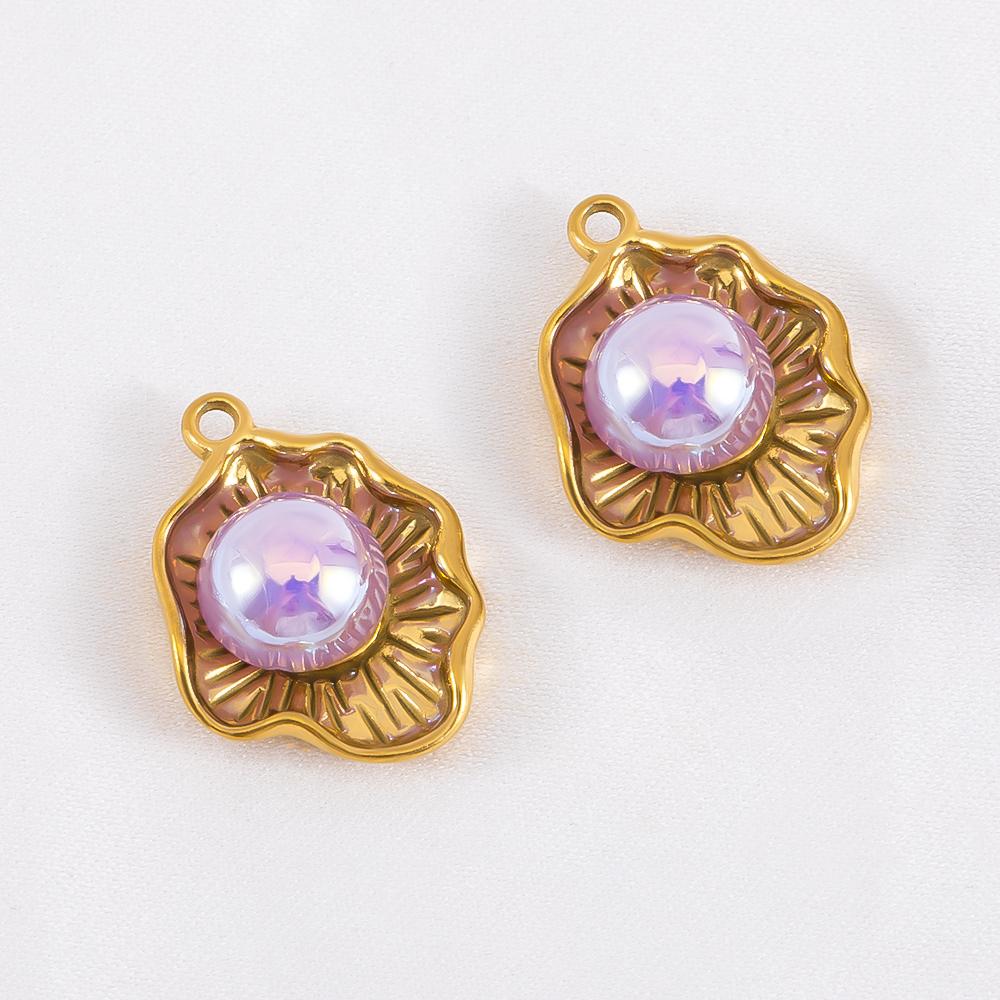 2pcs Stainless Steel Enamel Butterfly Pendants Crystal Bead Imitation Pearl Shell Heart Charm DIY Trendy Necklace Jewelry Making