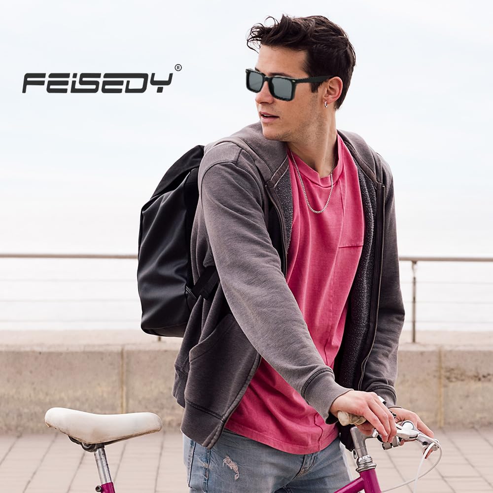 Feisedy Sunglasses for Men and UV400 Fashionable Retro Design for B1198 Women, Protection, Driving, Sports, Cycling, Fishing, Running,