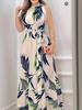 European & American Summer Halter Tie-Up Ruffle Print Dress for Women (2025)