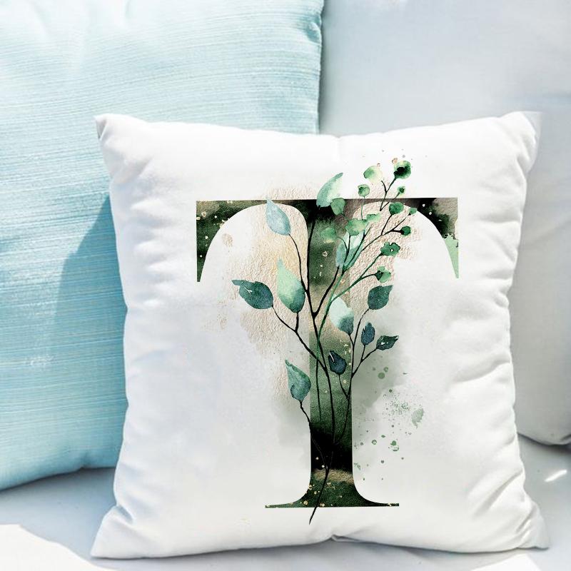 

Plant Letter Printing Cushion Cover Pillowcase Home Decoration Sofa Living Room Bedroom 16x16Inch