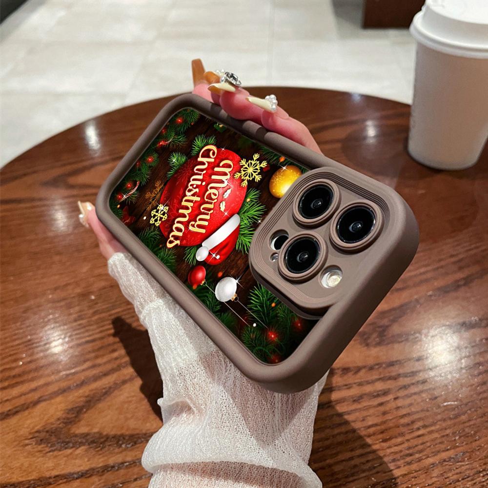 N107 Happy New Year Christmas Art Soft Angel Eyes Phone Cases for iPhone 16 15 14 13 11 Pro Max 8 7 6s Plus 12 Mini XR XS Max SE Shockproof Cover
