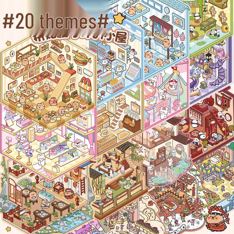 3D Miniature House Landscape Sticker Book for DIY Crafts