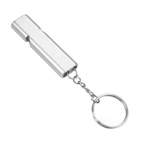 

Outdoor Emergency Whistles with Keychain Heavy Duty Aluminum Alloy Camping Hiking Hunting Survival Sports Pet Training Whistle with Key Ring срібний