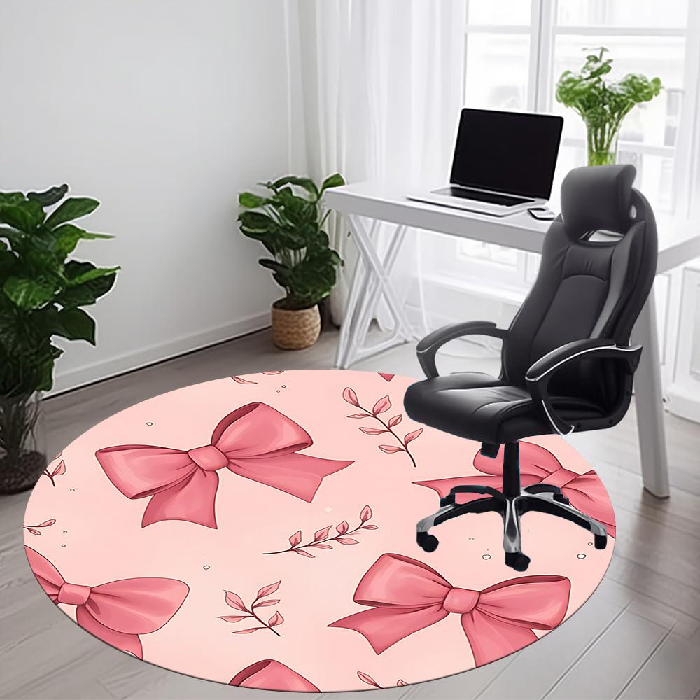 1pc Bows Floral Office Round Area Rug, Indoor Mat Suitable ForOffice, Under Office Chairs Bedroom Living Room Home Decor, Room Deco, D086